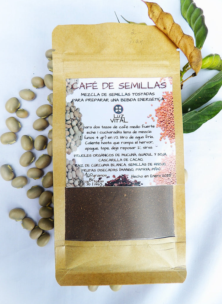 Organic artesanal café de semillas. Coffee alternative, energy drink, digestiva, antioxidante, regenerante del sistema nervioso.