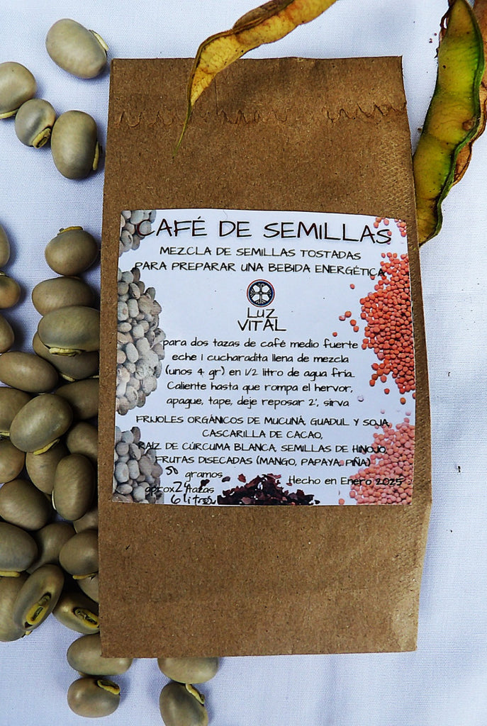 Organic artesanal café de semillas. Coffee alternative, energy drink, digestiva, antioxidante, regenerante del sistema nervioso.