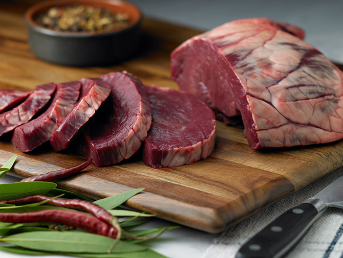 Pastured sustainable buffalo heart. Regenerative, nutrient dense, collagen rich for brain and immune wellness.