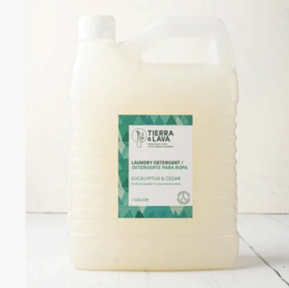 all natural sustainable eucalyptus cedar laundry detergent. Regenerative, essential oils for clean wellness.