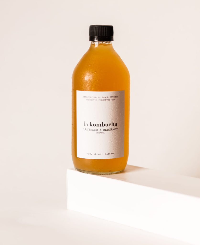 Organic sustainable kombucha with lavender and bergamot. Regenerative, probiotic, supports immune and stress wellness.