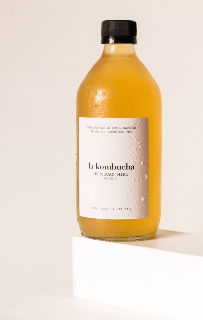 Organic sustainable Moroccan mint kombucha. Regenerative, probiotic, supports detox and digestive wellness.