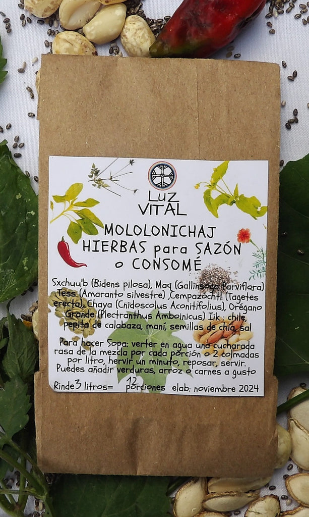 Organic artisanal hand made soup mix MOLOLON ICH'AJ. Digestiva, tónica hépato-biliar, antioxidante.