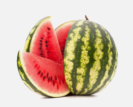 Whole organic watermelon (sandía) cut open. Regenerative and sustainable cultivation for immune and brain wellness.