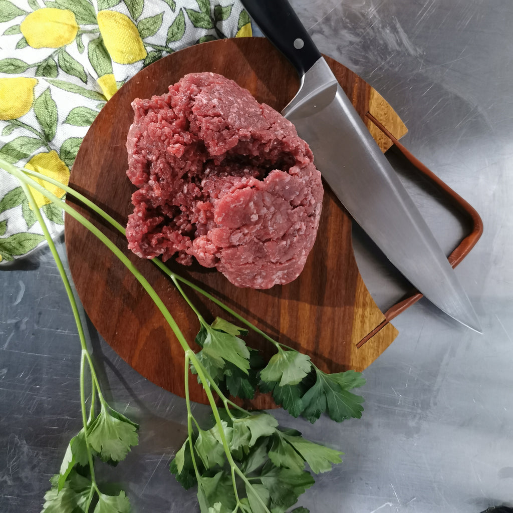 Raw, pastured grass-fed special ground beef. Sustainable and regenerative meat for nutrient dense cooking.