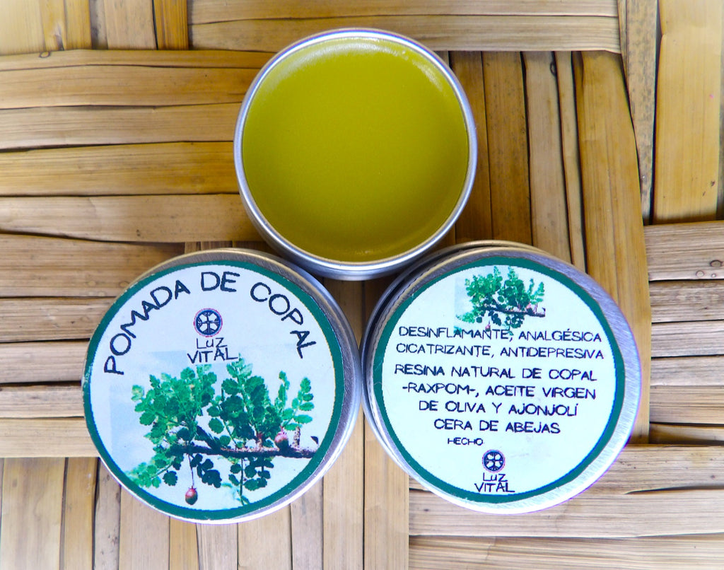 Organic artisanal natural healing balm, Pomada de Copal. Desinflama músculos y articulaciones, mejora el estado de ánimo.