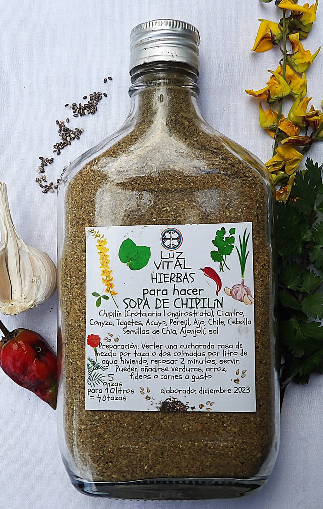 Organic artisanal hand made soup mix of Chipilín. Digestivo, suavemente sedante, rich in Calcio and Vitamins.