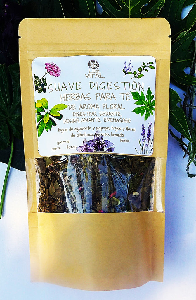 Organic artesanal te de hierbas, Suave Digestión. Floral y digestivo, desinflamante, suavemente sedante, antioxidante.