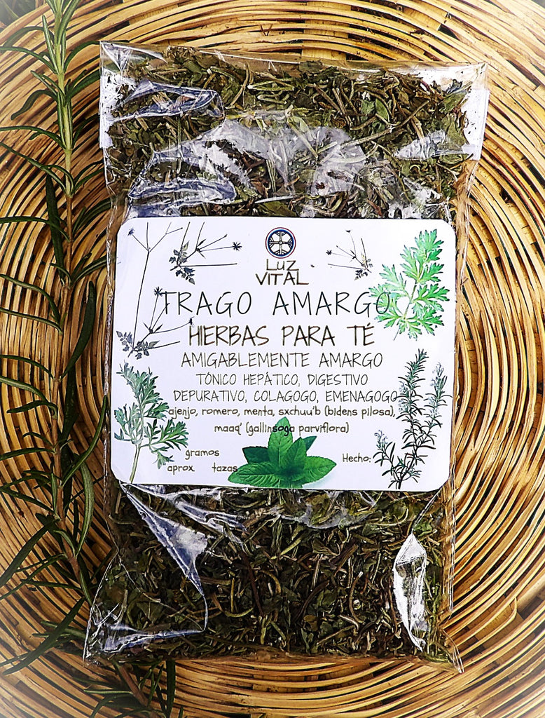 Organic artesanal te de hierbas, Trago Amargo. Tónico del hígado, colagogo, emenagogo, digestivo, depurativo blend.