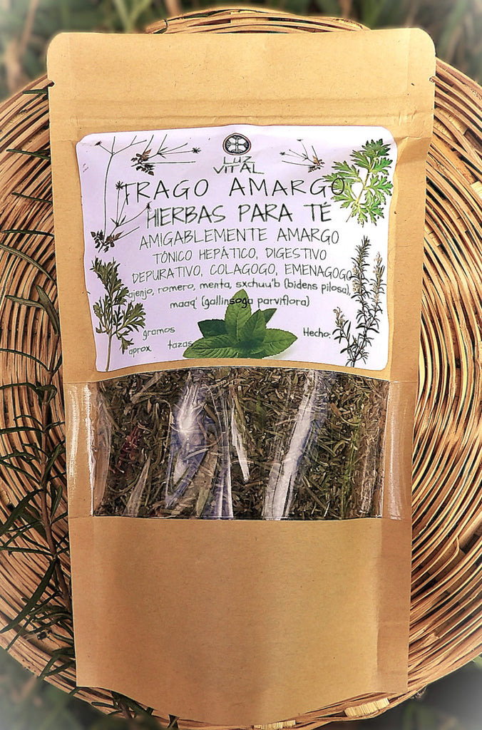 Organic artesanal te de hierbas, Trago Amargo. Tónico del hígado, colagogo, emenagogo, digestivo, depurativo blend.