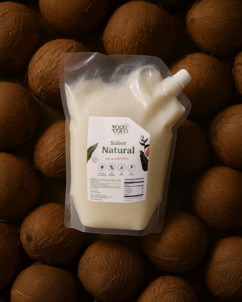 Natural probiotic coconut yogurt (Yogu Coco). Sustainable, vegan, dairy free for gut and immune wellness.