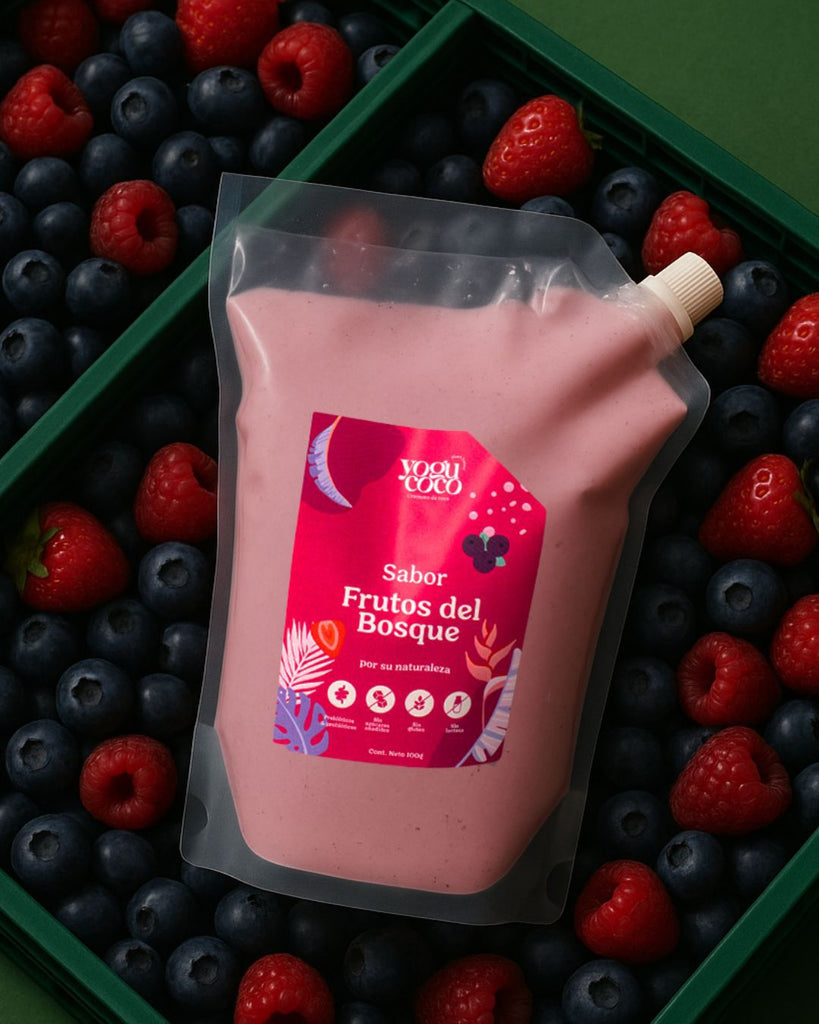 Frutos del Bosque coconut yogurt (Yogu Coco). Sustainable, all natural vegan probiotic for gut and immune wellness.