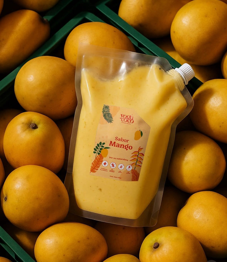 Mango coconut yogurt (Yogu Coco). Sustainable, all natural vegan probiotic for gut and immune wellness.