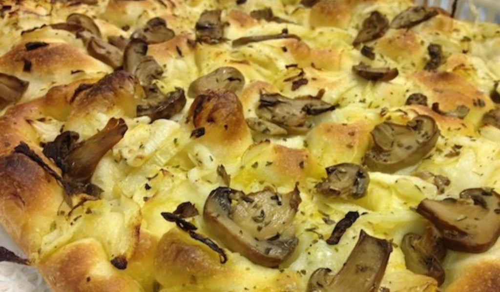 Artisanal, small batch Mushroom Focaccia. Gourmet, authentic umami flavor, wholesome bread.