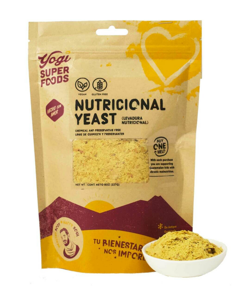 all natural sustainable nutritional yeast. Regenerative, rich in B vitamins, vegan Parmesan alternative for wellness.