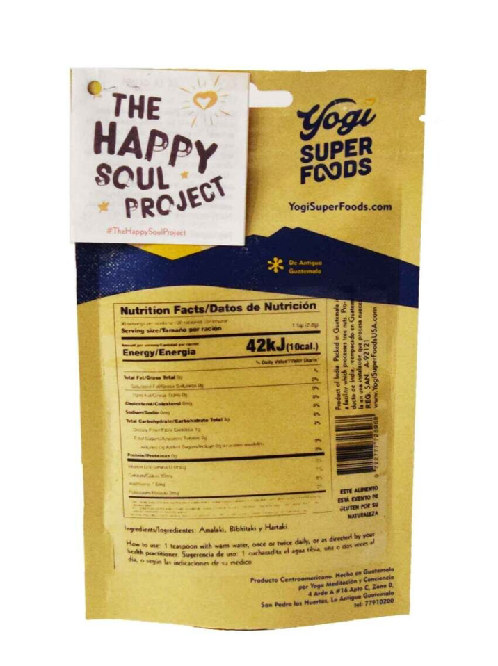 Organic Triphala powder. Sustainable and regenerative Ayurvedic digestive aid. Nutrient dense and detoxifying wellness.