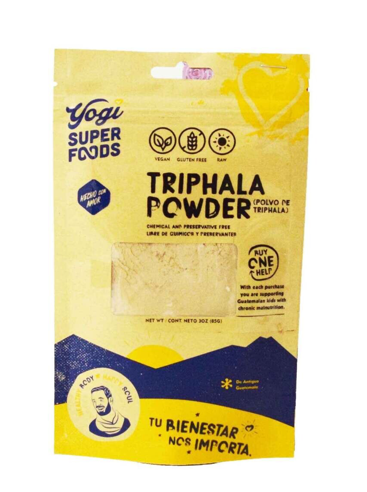 Organic Triphala powder. Sustainable and regenerative Ayurvedic digestive aid. Nutrient dense and detoxifying wellness.